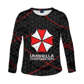 Женский лонгслив 3D с принтом UMBRELLA CORP в Курске, 100% полиэстер | длинные рукава, круглый вырез горловины, полуприлегающий силуэт | ada wong | biohazard | leon | nemesis | project resistance | raccoon city | re2 | resident evil 2 | rpd | stars | umbrella | ада вонг | амбрелла | немесис | ужасы