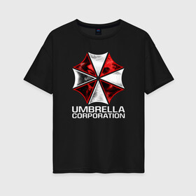 Женская футболка хлопок Oversize с принтом UMBRELLA CORP в Курске, 100% хлопок | свободный крой, круглый ворот, спущенный рукав, длина до линии бедер
 | ada wong | biohazard | leon | nemesis | project resistance | raccoon city | re2 | resident evil 2 | rpd | stars | umbrella | ада вонг | амбрелла | немесис | ужасы