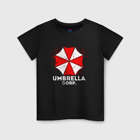 Детская футболка хлопок с принтом UMBRELLA CORP в Курске, 100% хлопок | круглый вырез горловины, полуприлегающий силуэт, длина до линии бедер | ada wong | biohazard | leon | nemesis | project resistance | raccoon city | re2 | resident evil 2 | rpd | stars | umbrella | ада вонг | амбрелла | немесис | ужасы