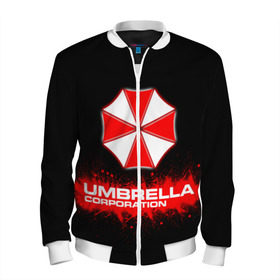 Мужской бомбер 3D с принтом Umbrella Corporation в Курске, 100% полиэстер | застегивается на молнию, по бокам два кармана без застежек, по низу бомбера и на воротнике - эластичная резинка | corporation | umbrella | umbrella corporation | амбрела | амбрелла корпорейшн | военная корпорация | корпорация | фармацевтическая корпорация