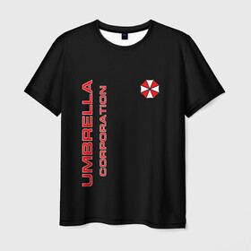 Мужская футболка 3D с принтом Umbrella Corporation в Курске, 100% полиэфир | прямой крой, круглый вырез горловины, длина до линии бедер | Тематика изображения на принте: corporation | umbrella | umbrella corporation | амбрела | амбрелла корпорейшн | военная корпорация | корпорация | фармацевтическая корпорация