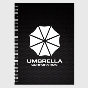 Тетрадь с принтом Umbrella Corporation в Курске, 100% бумага | 48 листов, плотность листов — 60 г/м2, плотность картонной обложки — 250 г/м2. Листы скреплены сбоку удобной пружинной спиралью. Уголки страниц и обложки скругленные. Цвет линий — светло-серый
 | corporation | umbrella | umbrella corporation | амбрела | амбрелла корпорейшн | военная корпорация | корпорация | фармацевтическая корпорация