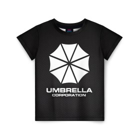 Детская футболка 3D с принтом Umbrella Corporation в Курске, 100% гипоаллергенный полиэфир | прямой крой, круглый вырез горловины, длина до линии бедер, чуть спущенное плечо, ткань немного тянется | corporation | umbrella | umbrella corporation | амбрела | амбрелла корпорейшн | военная корпорация | корпорация | фармацевтическая корпорация