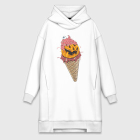 Платье-худи хлопок с принтом Pumpkin IceCream в Курске,  |  | helloween | ice cream | icecream | pumpkin | глаз | глазурь | еда | крем | мороженое | рожок | тыква | улыбка