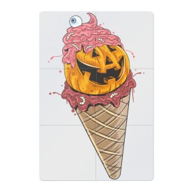 Магнитный плакат 2Х3 с принтом Pumpkin IceCream в Курске, Полимерный материал с магнитным слоем | 6 деталей размером 9*9 см | helloween | ice cream | icecream | pumpkin | глаз | глазурь | еда | крем | мороженое | рожок | тыква | улыбка