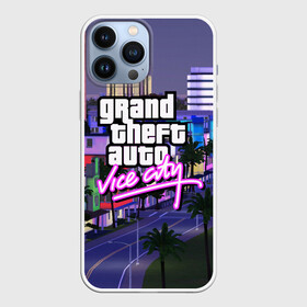 Чехол для iPhone 13 Pro Max с принтом Grand Theft Auto Vice City в Курске,  |  | Тематика изображения на принте: grand theft auto 2 | grand theft auto 3 | grand theft auto v | grand theft auto: san andreas | grand theft auto: vice city | gta 1 | gta 2 | gta 3 | gta 4 | gta 5 | gta online | gta v | город | игры