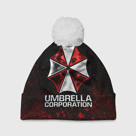 Шапка 3D c помпоном с принтом UMBRELLA CORP в Курске, 100% полиэстер | универсальный размер, печать по всей поверхности изделия | ada wong | biohazard | leon | nemesis | project resistance | raccoon city | re2 | resident evil 2 | rpd | stars | umbrella | ада вонг | амбрелла | немесис | ужасы