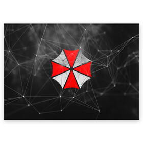 Поздравительная открытка с принтом UMBRELLA CORP в Курске, 100% бумага | плотность бумаги 280 г/м2, матовая, на обратной стороне линовка и место для марки
 | ada wong | biohazard | leon | nemesis | project resistance | raccoon city | re2 | resident evil 2 | rpd | stars | umbrella | ада вонг | амбрелла | немесис | ужасы