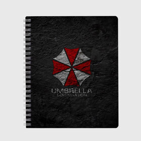 Тетрадь с принтом UMBRELLA CORP в Курске, 100% бумага | 48 листов, плотность листов — 60 г/м2, плотность картонной обложки — 250 г/м2. Листы скреплены сбоку удобной пружинной спиралью. Уголки страниц и обложки скругленные. Цвет линий — светло-серый
 | ada wong | biohazard | leon | nemesis | project resistance | raccoon city | re2 | resident evil 2 | rpd | stars | umbrella | ада вонг | амбрелла | немесис | ужасы