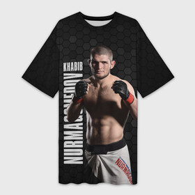 Платье-футболка 3D с принтом Хабиб Нурмагомедов в Курске,  |  | habib | khabib | khabib nurmagomedov | mma | nurmagomedov | the eagle | ufc | боец | бои без правил | борьба | микс файт | мма | нурмагомедов | орёл | самбо | хабиб | хабиб нурмагомедов