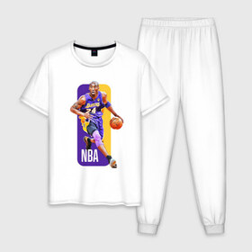 Мужская пижама хлопок с принтом NBA (Kobe Bryant) в Курске, 100% хлопок | брюки и футболка прямого кроя, без карманов, на брюках мягкая резинка на поясе и по низу штанин
 | Тематика изображения на принте: 08 | 24 | 8 | angeles | basketball | bryant | gigi | goat | kobe | lakers | legend | logo | los | mamba | nba | rip | sport | баскетбол | брайант | коби | легенда | мамба | спорт