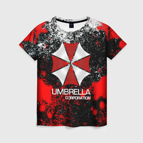 Женская футболка 3D с принтом UMBRELLA CORP в Курске, 100% полиэфир ( синтетическое хлопкоподобное полотно) | прямой крой, круглый вырез горловины, длина до линии бедер | biohazard | biohazard 7 | crocodile | fang | game | hand | monster | new umbrella | resident evil | resident evil 7 | umbrella | umbrella corp | umbrella corporation | zombie | обитель
