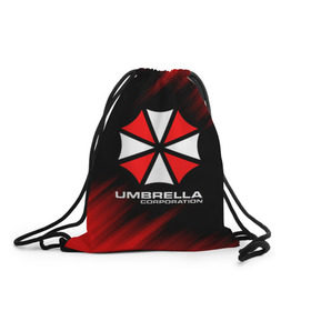 Рюкзак-мешок 3D с принтом Umbrella Corporation в Курске, 100% полиэстер | плотность ткани — 200 г/м2, размер — 35 х 45 см; лямки — толстые шнурки, застежка на шнуровке, без карманов и подкладки | corp | corporation | resident evil | umbrella | umbrella corporation | зомби апокалипсис | зонт | игра