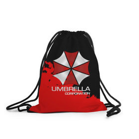 Рюкзак-мешок 3D с принтом UMBRELLA CORP в Курске, 100% полиэстер | плотность ткани — 200 г/м2, размер — 35 х 45 см; лямки — толстые шнурки, застежка на шнуровке, без карманов и подкладки | biohazard | biohazard 7 | crocodile | fang | game | hand | monster | new umbrella | resident evil | resident evil 7 | umbrella | umbrella corp | umbrella corporation | zombie | обитель