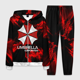 Мужской костюм 3D с принтом UMBRELLA CORP в Курске, 100% полиэстер | Манжеты и пояс оформлены тканевой резинкой, двухслойный капюшон со шнурком для регулировки, карманы спереди | biohazard | biohazard 7 | crocodile | fang | game | hand | monster | new umbrella | resident evil | resident evil 7 | umbrella | umbrella corp | umbrella corporation | zombie | обитель