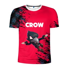 Мужская футболка 3D спортивная с принтом BRAWL STARS CROW. в Курске, 100% полиэстер с улучшенными характеристиками | приталенный силуэт, круглая горловина, широкие плечи, сужается к линии бедра | bea | bibi | brawl stars | colt | crow | el brown | leon | leon shark | max | nita | sally leon | shark | акула | беа | берли | биби | бравл старс | браун | ворон | кольт | леон | леон акула | макс | нита | шелли