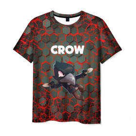 Мужская футболка 3D с принтом BRAWL STARS CROW. в Курске, 100% полиэфир | прямой крой, круглый вырез горловины, длина до линии бедер | Тематика изображения на принте: bea | bibi | brawl stars | colt | crow | el brown | leon | leon shark | max | nita | sally leon | shark | акула | беа | берли | биби | бравл старс | браун | ворон | кольт | леон | леон акула | макс | нита | шелли