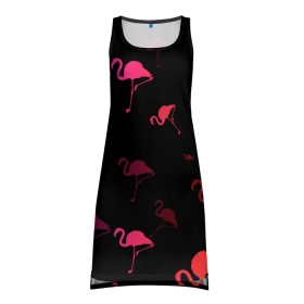 Платье-майка 3D с принтом Фламинго в Курске, 100% полиэстер | полуприлегающий силуэт, широкие бретели, круглый вырез горловины, удлиненный подол сзади. | минимализм | прикольные картинки | прикольные надписи | розовый фламинго | фламинго