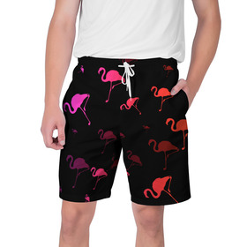 Мужские шорты 3D с принтом Фламинго в Курске,  полиэстер 100% | прямой крой, два кармана без застежек по бокам. Мягкая трикотажная резинка на поясе, внутри которой широкие завязки. Длина чуть выше колен | минимализм | прикольные картинки | прикольные надписи | розовый фламинго | фламинго