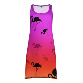Платье-майка 3D с принтом Фламинго в Курске, 100% полиэстер | полуприлегающий силуэт, широкие бретели, круглый вырез горловины, удлиненный подол сзади. | минимализм | прикольные картинки | прикольные надписи | розовый фламинго | фламинго