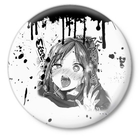 Значок с принтом АХЕГАО в Курске,  металл | круглая форма, металлическая застежка в виде булавки | ahegao | anime | аниме | ахегао | мультфильм | сенпай