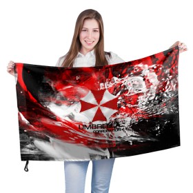 Флаг 3D с принтом UMBRELLA CORP в Курске, 100% полиэстер | плотность ткани — 95 г/м2, размер — 67 х 109 см. Принт наносится с одной стороны | 