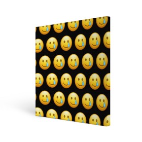 Холст квадратный с принтом New Emoji в Курске, 100% ПВХ |  | Тематика изображения на принте: crying | emoji | smile | smiling face with tear | tear | плачущий | слеза | смайлик | улыбка | эмодзи