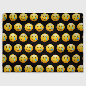 Плед 3D с принтом New Emoji в Курске, 100% полиэстер | закругленные углы, все края обработаны. Ткань не мнется и не растягивается | crying | emoji | smile | smiling face with tear | tear | плачущий | слеза | смайлик | улыбка | эмодзи