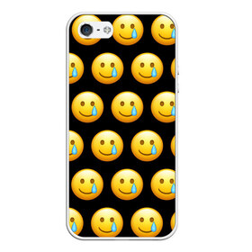 Чехол для iPhone 5/5S матовый с принтом New Emoji в Курске, Силикон | Область печати: задняя сторона чехла, без боковых панелей | crying | emoji | smile | smiling face with tear | tear | плачущий | слеза | смайлик | улыбка | эмодзи