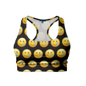 Женский спортивный топ 3D с принтом New Emoji в Курске, 82% полиэстер, 18% спандекс Ткань безопасна для здоровья, позволяет коже дышать, не мнется и не растягивается |  | crying | emoji | smile | smiling face with tear | tear | плачущий | слеза | смайлик | улыбка | эмодзи