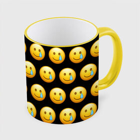 Кружка с полной запечаткой с принтом New Emoji в Курске, керамика | ёмкость 330 мл | Тематика изображения на принте: crying | emoji | smile | smiling face with tear | tear | плачущий | слеза | смайлик | улыбка | эмодзи