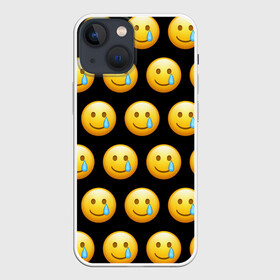 Чехол для iPhone 13 mini с принтом New Emoji в Курске,  |  | Тематика изображения на принте: crying | emoji | smile | smiling face with tear | tear | плачущий | слеза | смайлик | улыбка | эмодзи