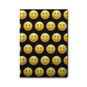 Обложка для автодокументов с принтом New Emoji в Курске, натуральная кожа |  размер 19,9*13 см; внутри 4 больших “конверта” для документов и один маленький отдел — туда идеально встанут права | crying | emoji | smile | smiling face with tear | tear | плачущий | слеза | смайлик | улыбка | эмодзи