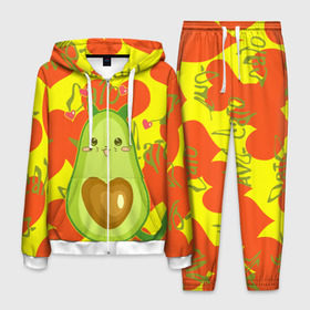 Мужской костюм 3D с принтом авокадо в Курске, 100% полиэстер | Манжеты и пояс оформлены тканевой резинкой, двухслойный капюшон со шнурком для регулировки, карманы спереди | Тематика изображения на принте: avocado | cat | cats | funny | авокадо | зеленый авокадо | кот