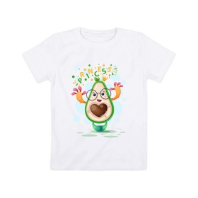 Детская футболка хлопок с принтом АВОКАДО в Курске, 100% хлопок | круглый вырез горловины, полуприлегающий силуэт, длина до линии бедер | avocado | character | cute pictures | exotic | fruit | nut | vegan | vegetables | vegetarian | авокадо | веган | вегетарианец | милые картинки | овощи | орех | персонаж | фрукты | экзотика