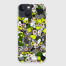 Чехол для iPhone 13 mini с принтом Камуфляж с авокадо в Курске,  |  | Тематика изображения на принте: avocado | адвокадо | веган | еда | камо | милитари | оовощь | паттерн | фрукт | хаки