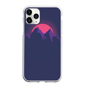 Чехол для iPhone 11 Pro Max матовый с принтом Mountain sunset в Курске, Силикон |  | Тематика изображения на принте: mountain | sunset. purple. фиолетовый | vector | арт | вектор | горы | закат | принт | природа