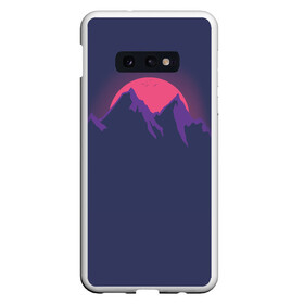 Чехол для Samsung S10E с принтом Mountain sunset в Курске, Силикон | Область печати: задняя сторона чехла, без боковых панелей | Тематика изображения на принте: mountain | sunset. purple. фиолетовый | vector | арт | вектор | горы | закат | принт | природа