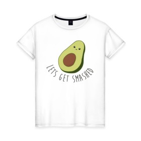 Женская футболка хлопок с принтом Авокадо в Курске, 100% хлопок | прямой крой, круглый вырез горловины, длина до линии бедер, слегка спущенное плечо | авокадо | мемы | минимализм | прикольные картинки | прикольные надписи | растение | фрукт
