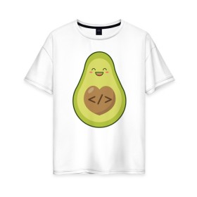Женская футболка хлопок Oversize с принтом Авокадо в Курске, 100% хлопок | свободный крой, круглый ворот, спущенный рукав, длина до линии бедер
 | 