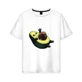 Женская футболка хлопок Oversize с принтом Авокадо в Курске, 100% хлопок | свободный крой, круглый ворот, спущенный рукав, длина до линии бедер
 | авокадо | веган | еда блогеров | мемы | минимализм | прикольные картинки | прикольные надписи | растение | смешное авокадо | фрукт
