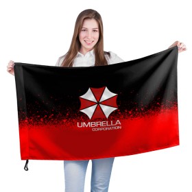 Флаг 3D с принтом UMBRELLA CORP в Курске, 100% полиэстер | плотность ткани — 95 г/м2, размер — 67 х 109 см. Принт наносится с одной стороны | 