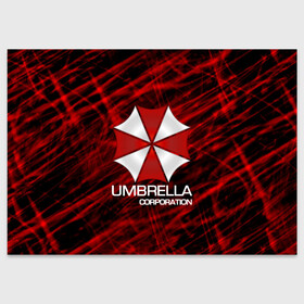 Поздравительная открытка с принтом UMBRELLA CORP в Курске, 100% бумага | плотность бумаги 280 г/м2, матовая, на обратной стороне линовка и место для марки
 | biohazard | biohazard 7 | crocodile | fang | game | hand | monster | new umbrella | resident evil | resident evil 7 | umbrella | umbrella corp | umbrella corporation | zombie | обитель