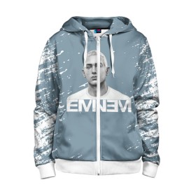 Детская толстовка 3D на молнии с принтом EMINEM. в Курске, 100% полиэстер |  манжеты и пояс оформлены широкой мягкой резинкой, двухслойный капюшон со шнурком для регулировки, спереди карманы и застежка-молния
 | Тематика изображения на принте: eminem | marshall bruce mathers | music to be murdered by | rap | американский рэпер | зарубежный реп | маршалл брюс мэтерс | музыка | реп | рэпер | эм | эминем