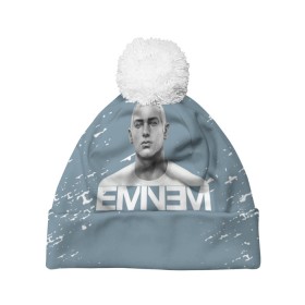 Шапка 3D c помпоном с принтом EMINEM. в Курске, 100% полиэстер | универсальный размер, печать по всей поверхности изделия | eminem | marshall bruce mathers | music to be murdered by | rap | американский рэпер | зарубежный реп | маршалл брюс мэтерс | музыка | реп | рэпер | эм | эминем