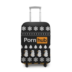 Чехол для чемодана 3D с принтом Новогодный порнхаб в Курске, 86% полиэфир, 14% спандекс | двустороннее нанесение принта, прорези для ручек и колес | Тематика изображения на принте: 