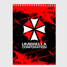 Скетчбук с принтом UMBRELLA CORPORATION в Курске, 100% бумага
 | 48 листов, плотность листов — 100 г/м2, плотность картонной обложки — 250 г/м2. Листы скреплены сверху удобной пружинной спиралью | corp | corporation | resident evil | umbrella | umbrella corporation | зомби апокалипсис | зонт | игра