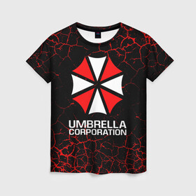 Женская футболка 3D с принтом UMBRELLA CORPORATION. в Курске, 100% полиэфир ( синтетическое хлопкоподобное полотно) | прямой крой, круглый вырез горловины, длина до линии бедер | corp | corporation | resident evil | umbrella | umbrella corporation | зомби апокалипсис | зонт | игра