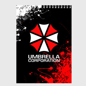 Скетчбук с принтом UMBRELLA CORPORATION в Курске, 100% бумага
 | 48 листов, плотность листов — 100 г/м2, плотность картонной обложки — 250 г/м2. Листы скреплены сверху удобной пружинной спиралью | corp | corporation | resident evil | umbrella | umbrella corporation | зомби апокалипсис | зонт | игра