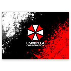 Поздравительная открытка с принтом UMBRELLA CORPORATION. в Курске, 100% бумага | плотность бумаги 280 г/м2, матовая, на обратной стороне линовка и место для марки
 | Тематика изображения на принте: corp | corporation | resident evil | umbrella | umbrella corporation | зомби апокалипсис | зонт | игра